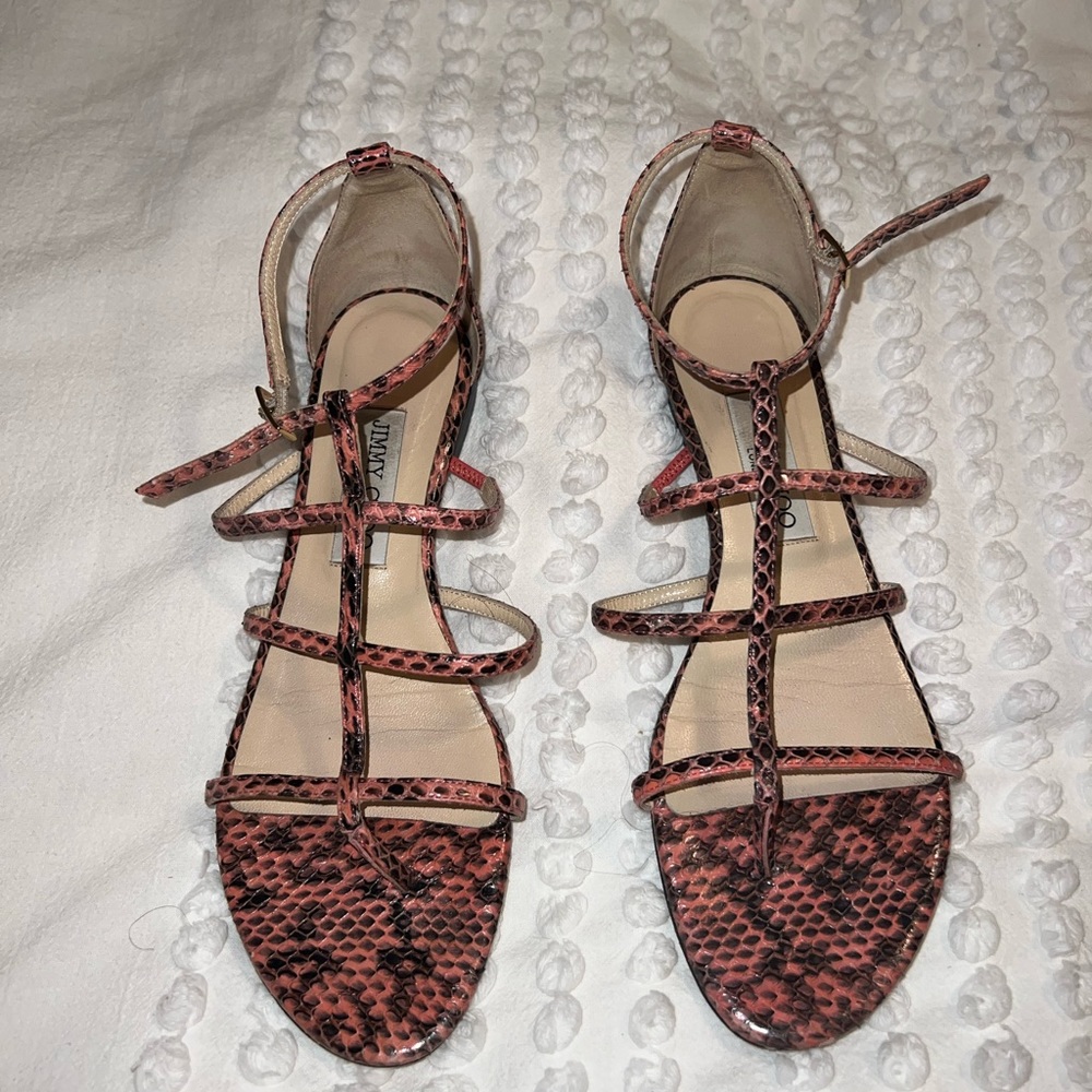 Jimmy Choo Gladiator Flat Sandles - Python Pink - image 6